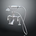 Modern Silver Shower Faucet With Fixed Head And Handheld Sprayer Controls 3d model