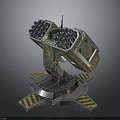 Futuristic Cosmic Spacecraft Component With Spherical Sensors Mechanical Arm And Yellow Striped Base