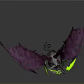 Fantasy Character Design With Purple Spiked Wings And Green Glowing Accents