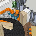 Modern Public Office Space With Cubicles Desks Chairs Green Plants And Sofa Area