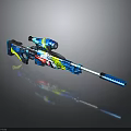 Colorful Sniper Rifle With Modern Decorative Paintwork And Scope Design Elements