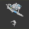 Futuristic Robot 3D Model With White Blue Yellow Mechanical Structure Design
