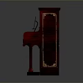 Classical Style Dark Red Piano With Golden Decorations And Exquisite Home Living Design