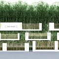 Building Exterior Wall With West Garden Sign White Structure Golden Railings And Bamboo Grove
