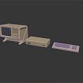 Vintage Beige Electronic Computer Setup With Monitor Keyboard And System Unit