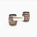 Two Vintage Wooden Barrels With Metal Hoops On White Background