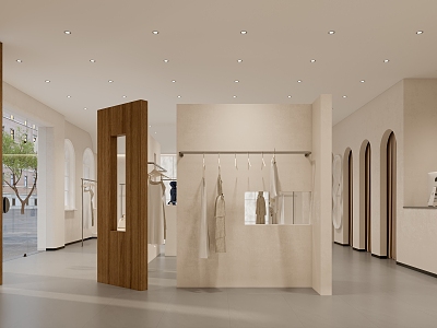 Modern Clothing Store Cream Clothing Store 3d model