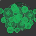 Modern Decorative Chandelier With Transparent Glass Balls Hanging On Black Background