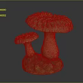 Two Mushroom Shaped Food With Textured Surface And Green Yellow Dotted Base