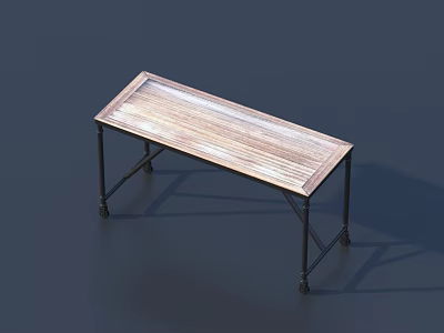 Wooden Top Bench With Metal Legs And Simple Industrial Style Design 3d model