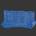Ancient Stone Ruins Model with Historical Structure and Green Base