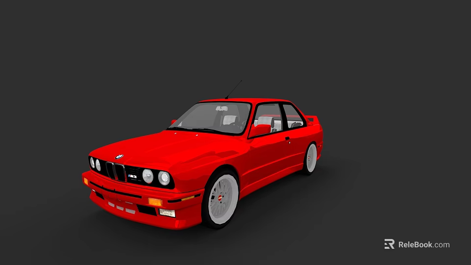 Red Classic BMW Sedan With White Rims And Sleek Exterior Design 3d model 