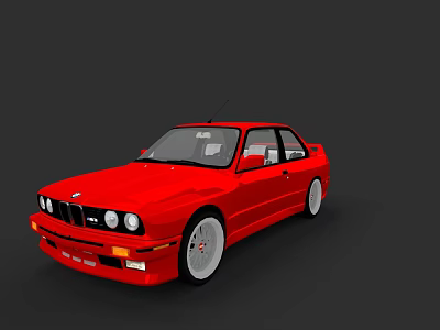 Red Classic BMW Sedan With White Rims And Sleek Exterior Design 3d model
