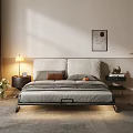 Modern Double Bed Design With Headboard Pillows Bedspread And Nightstands With Table Lamp Decorative Art