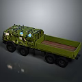 Camouflage Military Truck With Multi Wheel Design And Open Cargo Bed