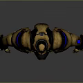 Detailed Mechanical Character Design With Golden Black Armor And Blue Luminous Parts