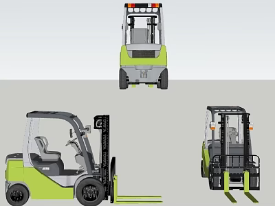 Industrial Equipment Forklift Design Featuring Green Gray Color And Various Angles 3d model