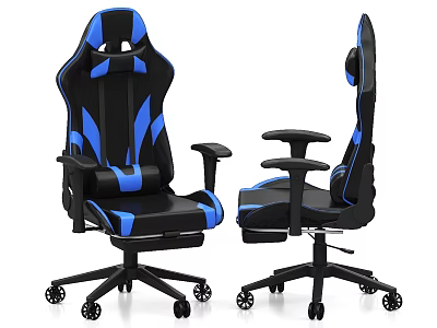 Ergonomic Black And Blue Office Chair With Adjustable Armrests And Wheels 3d model