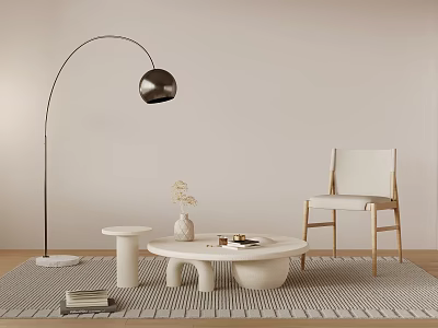 Modern coffee table chair floor lamp 3d model