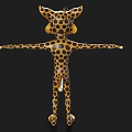 Cartoon Cheetah 3D Model Standing With Outstretched Arms Yellow Body Black Spots Blue Eyes