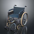 Standard Manual Wheelchair With Metal Frame Blue Seat Large Wheels And Footrests