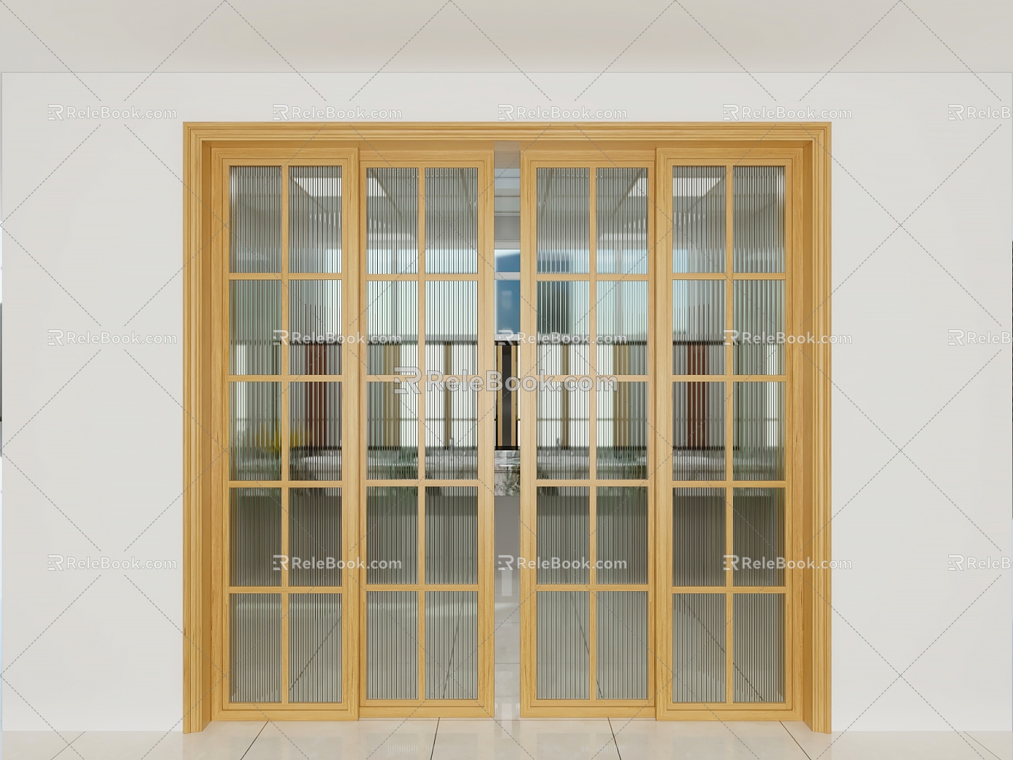 Changhong glass sliding door effect drawing 3d model