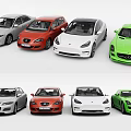 Various Colored Cars Display Including Sedan Sports Car And Hatchback Models
