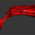 Red Silky Shiny Scarf With Bow Knot On Dark Glossy Background