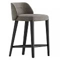Modern Light Gray Upholstered Bar Stools With Black Solid Wood Legs And Minimalist Design