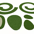 Lawn Design Featuring Green Spiral Patterns And Irregular Turf Areas With Stone Path 3d model