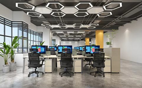 Modern public office area 3d model