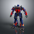 Optimus Prime Transformer Robot With Red Blue Black Armor And Detailed Standing Pose Design