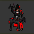 Game Movie Character Masked Female In Black Red Armor Holding Red Weapon Sci Fi Combat Stance