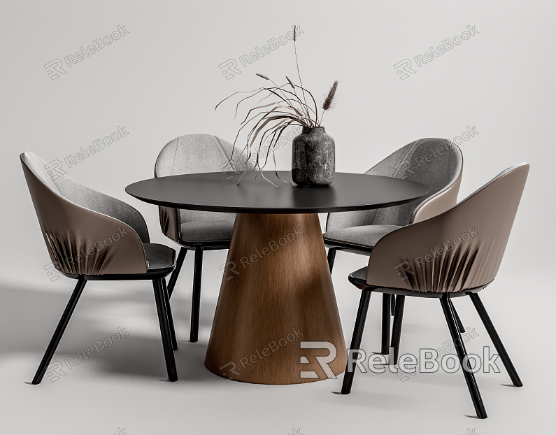 Modern Dining Table and Chair Combination Round Dining Table and Chair Combination model