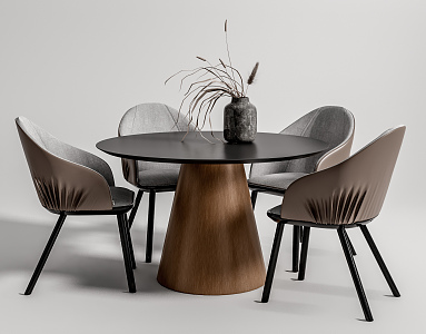 Modern Dining Table and Chair Combination Round Dining Table and Chair Combination 3d model