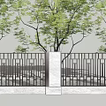 Modern Building Facade With Black Grille Design White Columns And Green Plants