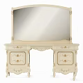 Classic Ivory Dressing Table With Ornate Carved Details Mirror And Drawers