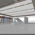 Modern Train Station Hall With Spacious Interior Digital Screens And Ticket Gates 3d model