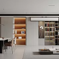 Modern Guest Restaurant Wine Cabinet Combination Sofa Leisure Chair Dining Table Shoe Cabinet Hand Display Cabinet Projector Simple Living Room Dining Room 3d model