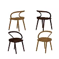 Modern Wooden Dining Chairs With Curved Backrest And Varied Color Design Style