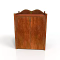 Classic Brown Wooden Cabinet With Double Doors And Arched Top Design
