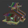 Traditional Chinese Ancient Architecture With Classic Overhanging Eaves Wooden Structure And Red Lanterns