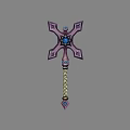 Fantasy Decorative Scepter With Purple Star Design Blue Gem And Braided Handle