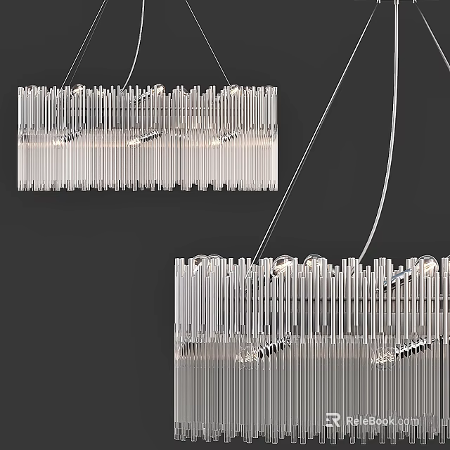 Modern Contemporary Chandelier Design With Vertical Glass Crystal Bars And Elegant Hanging Structure 3d model 