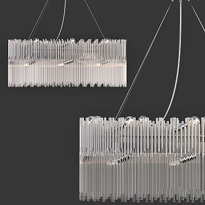 Modern Contemporary Chandelier Design With Vertical Glass Crystal Bars And Elegant Hanging Structure 3d model