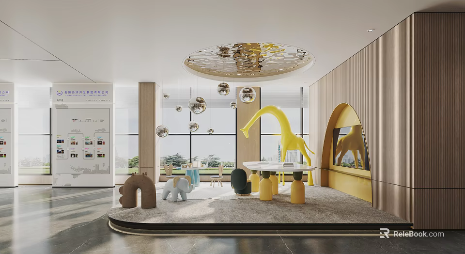 Sales Office Interior With Child Friendly Decor And Modern Design 3d model