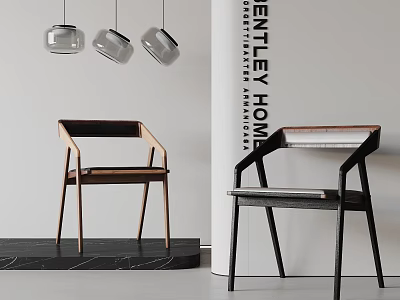 Modern Leisure Chairs With Wooden Structure Black Finish And Stylish Design For Home Interior 3d model