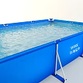 Blue Inflatable Above Ground Pool With Ladder For Outdoor Recreational Use