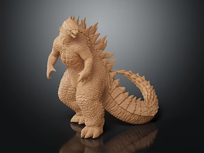 Godzilla Game Movie Character Brown Model With Spikes And Detailed Texture In Standing Pose 3d model