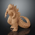 Godzilla Game Movie Character Brown Model With Spikes And Detailed Texture In Standing Pose